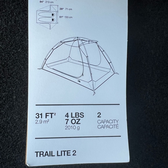 NWT The North Face Trail Lite 2 Tent In Khaki Stone/Arrowwood Yellow - Picture 7 of 9